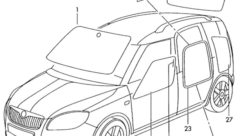 Geam stanga fata ​Skoda Rommster Praktik (5J7) 2008 1.4 TDI OEM 5J7845021B