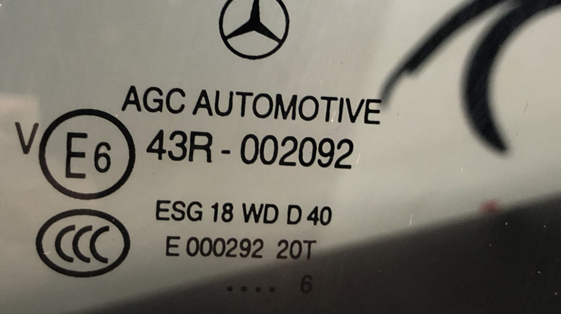 Geam stanga spate Mercedes E 220 CDI W212 facelift sedan 2016 (cod intern: 99107)