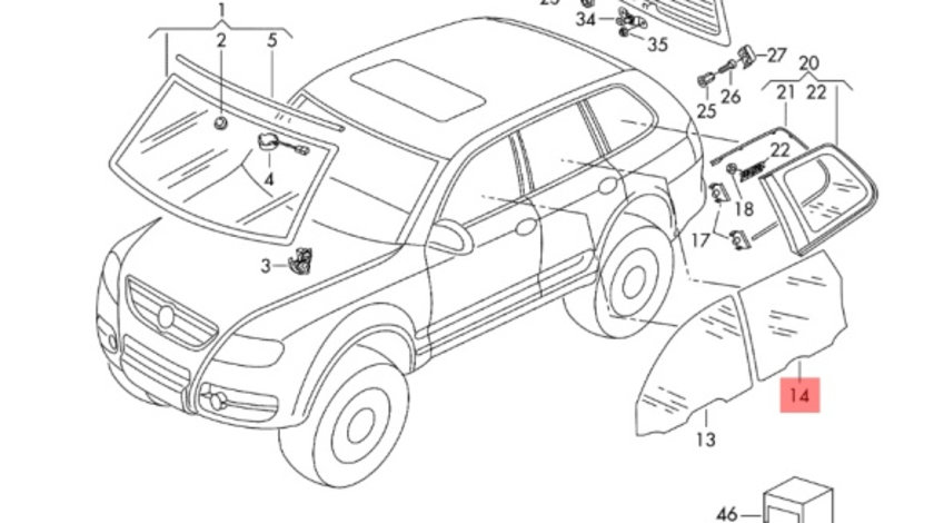 Geam stanga spate Volkswagen Touareg (7LA) 2.5 TDI 2006 BAC OEM 7L0845205D