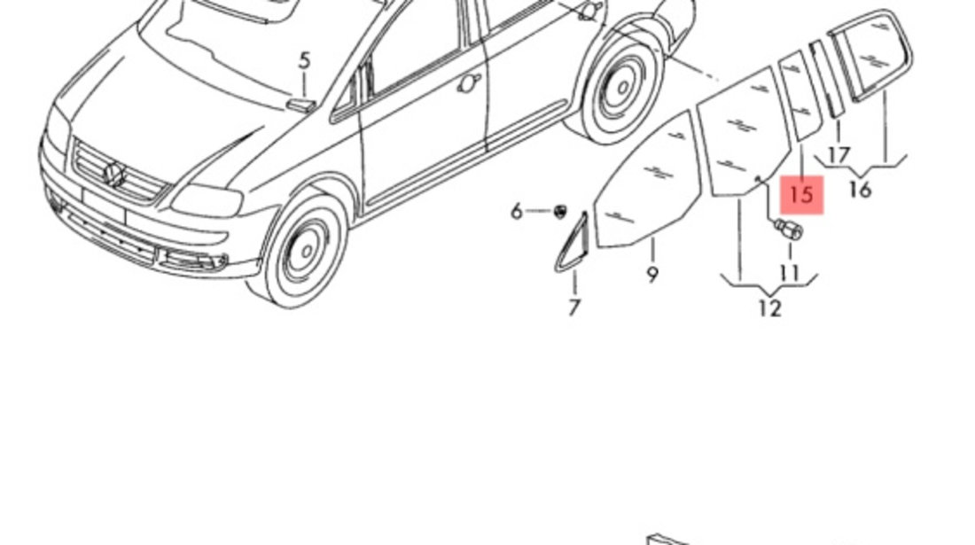 Geam usa fix dreapta spate Volkswagen Touran (1T1) Monovolum 2003 1.9 TDI OEM 1T0845216D