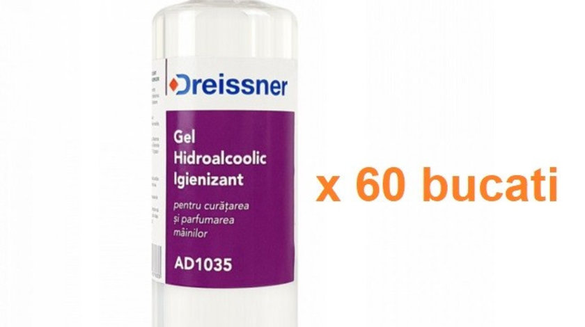 Gel hidroalcoolic 70% igienizant pentru maini cu Aloe Vera, DREISSNER 500 ml - 60 buc AD1035-60 piesa NOUA