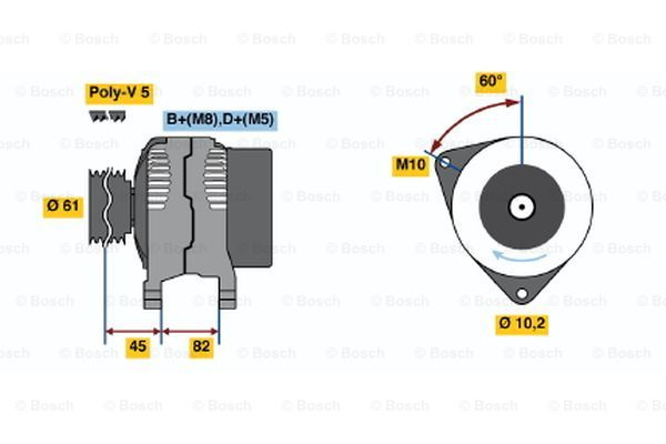 Generator / Alternator (0123320016 BOSCH) AUDI