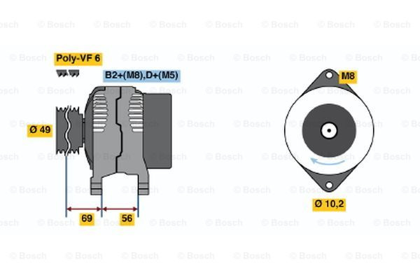 Generator / Alternator (0124525019 BOSCH) SAAB