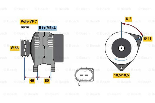 Generator / Alternator (0124525216 BOSCH) FUSO (MITSUBISHI),MITSUBISHI,TEMSA