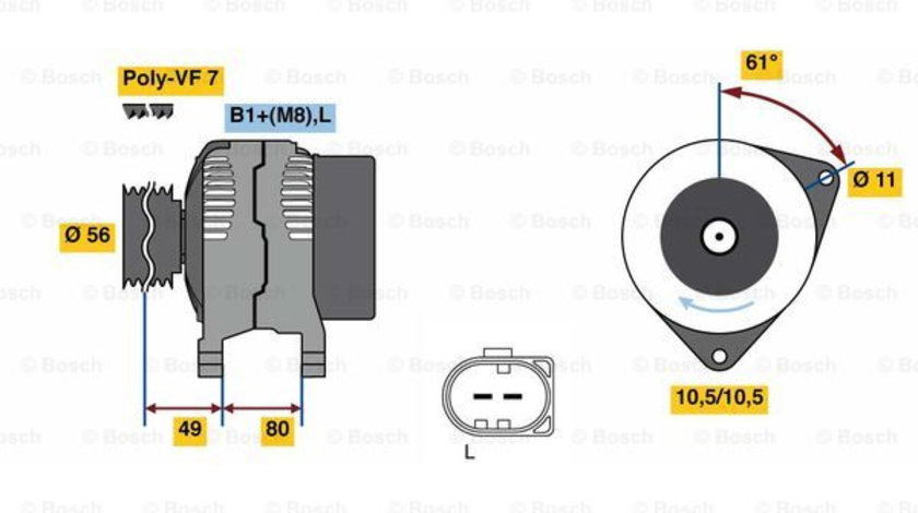 Generator / Alternator (0124525216 BOSCH) FUSO (MITSUBISHI),MITSUBISHI,TEMSA