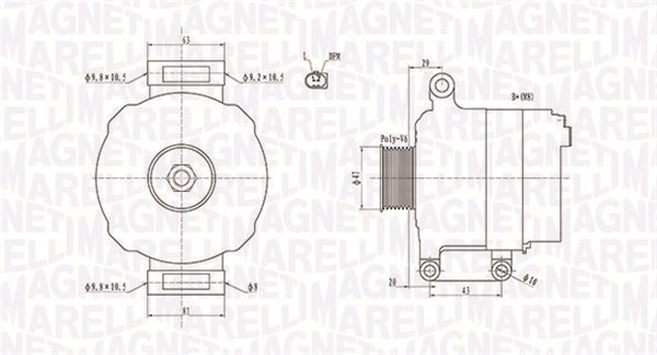 Generator / Alternator (063731867010 MAGNETI MARELLI) MINI