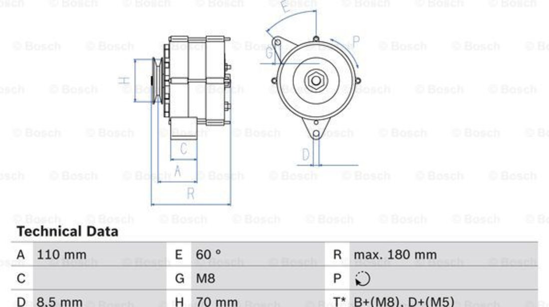 Generator / Alternator (0986034150 BOSCH) AUDI,FORD,FORD USA,VW,VW (SVW)
