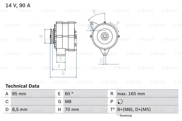 Generator / Alternator (0986034160 BOSCH) AUDI,VW,VW (SVW)
