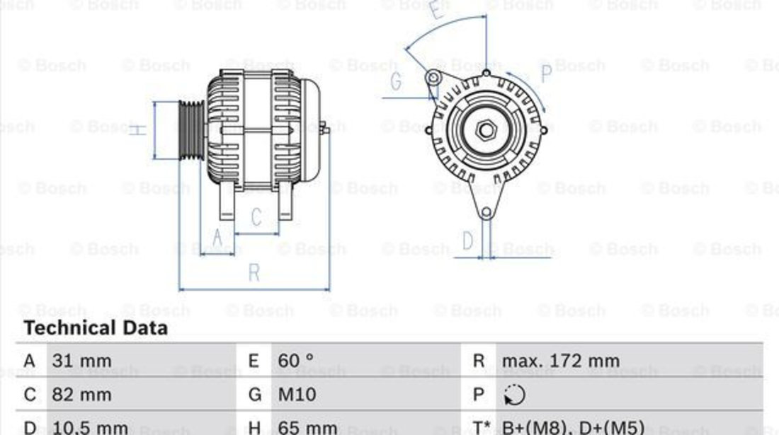 Generator / Alternator (0986038180 BOSCH) AUDI,VW