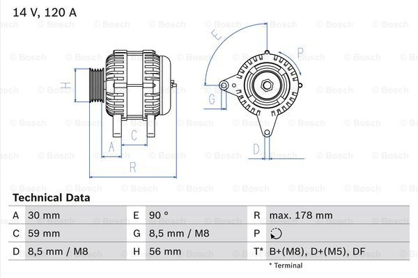 Generator / Alternator (0986040350 BOSCH) AUDI,VW