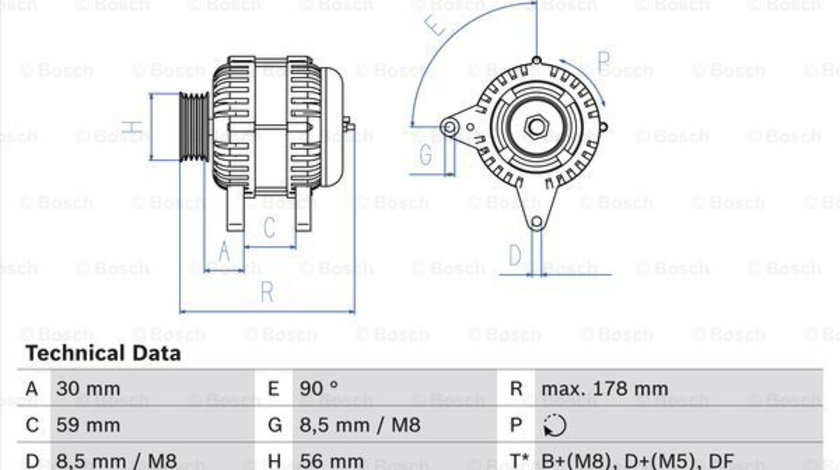 Generator / Alternator (0986040350 BOSCH) AUDI,VW