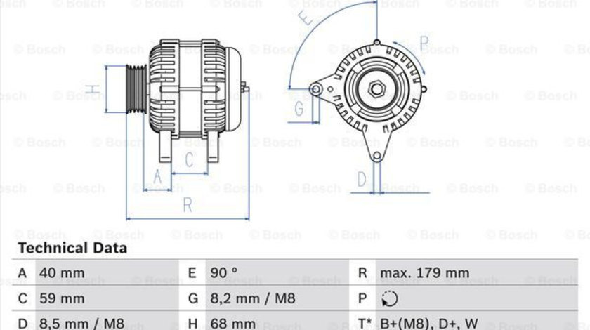 Generator / Alternator (0986040360 BOSCH) VW