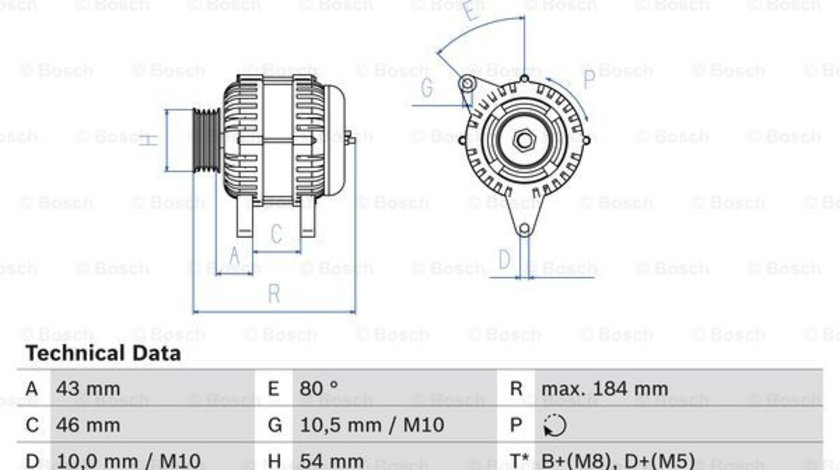 Generator / Alternator (0986044400 BOSCH) Citroen,FIAT,LANCIA,PEUGEOT,SUZUKI
