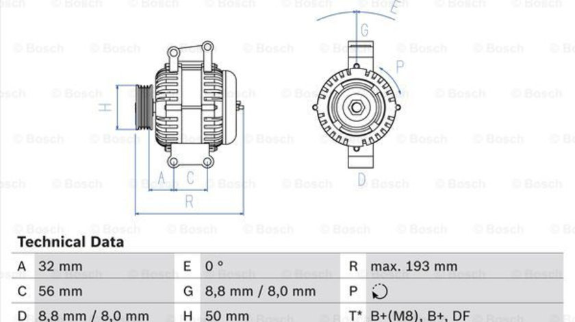 Generator / Alternator (0986047660 BOSCH) JEEP