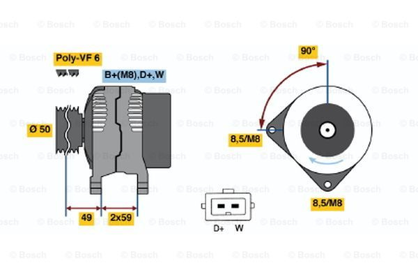 Generator / Alternator (0986048950 BOSCH) SEAT,VW