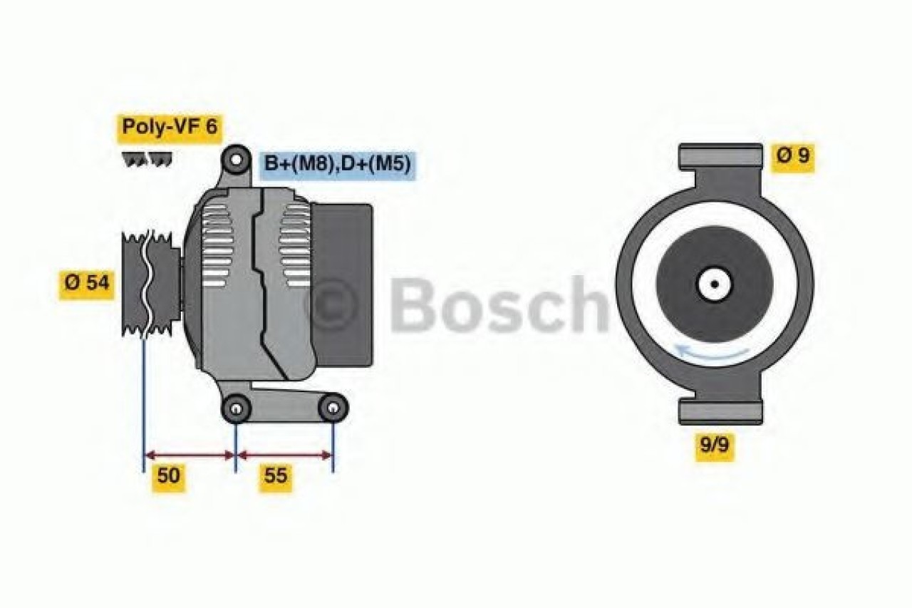 Generator / Alternator ALFA ROMEO MITO (955) (2008 - 2016) BOSCH 0 986 048 771 piesa NOUA