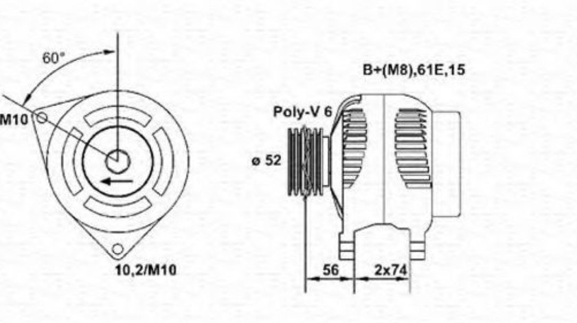 Generator / Alternator AUDI A2 (8Z0) (2000 - 2005) MAGNETI MARELLI 943355067010 piesa NOUA