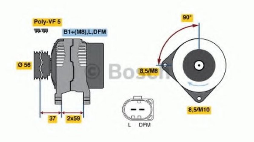 Generator / Alternator AUDI A6 (4B2, C5) (1997 - 2005) BOSCH 0 986 044 460 piesa NOUA