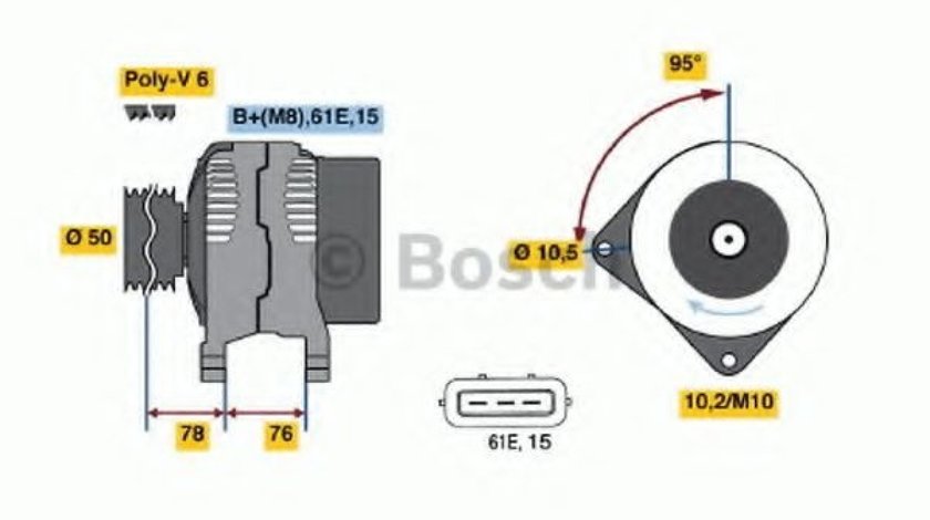 Generator / Alternator BMW Seria 3 Cabriolet (E46) (2000 - 2007) BOSCH 0 986 040 390 piesa NOUA