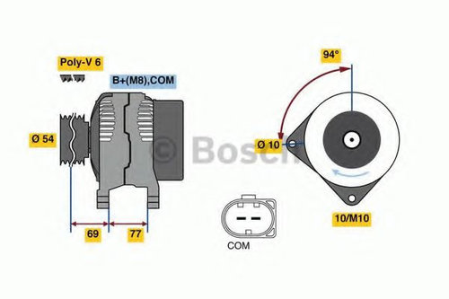 Generator / Alternator BMW Seria 3 (E90) (2005 - 2011) BOSCH 0 986 080 350 piesa NOUA