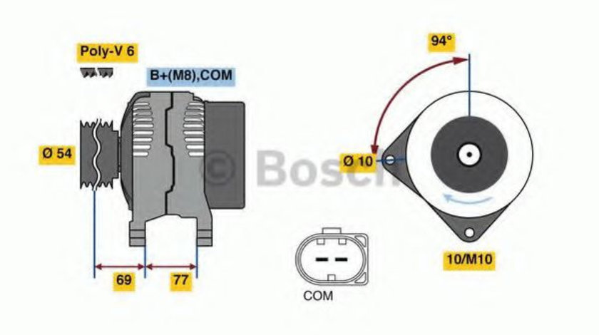 Generator / Alternator BMW Seria 3 (E90) (2005 - 2011) BOSCH 0 986 080 350 piesa NOUA