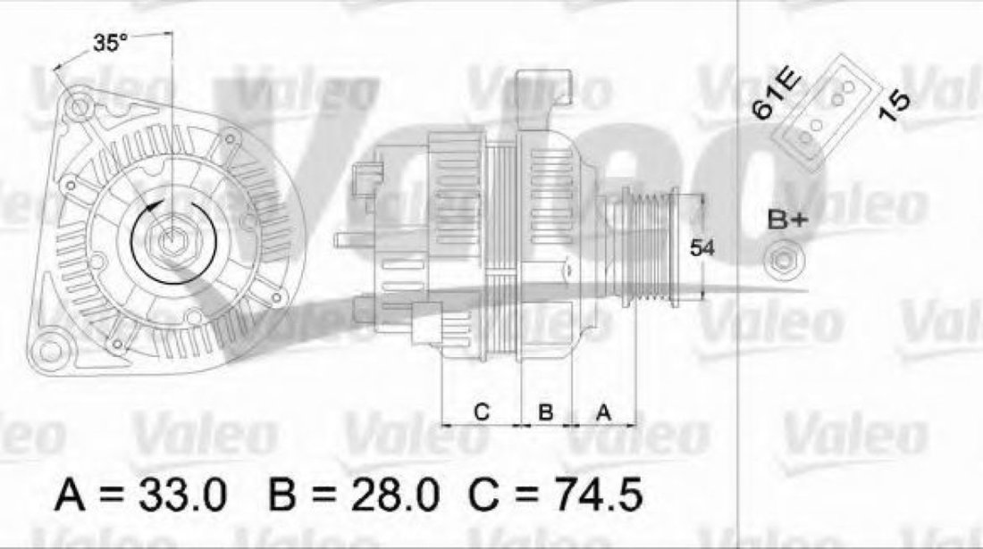 Generator / Alternator BMW Seria 3 Touring (E46) (1999 - 2005) VALEO 437160 piesa NOUA