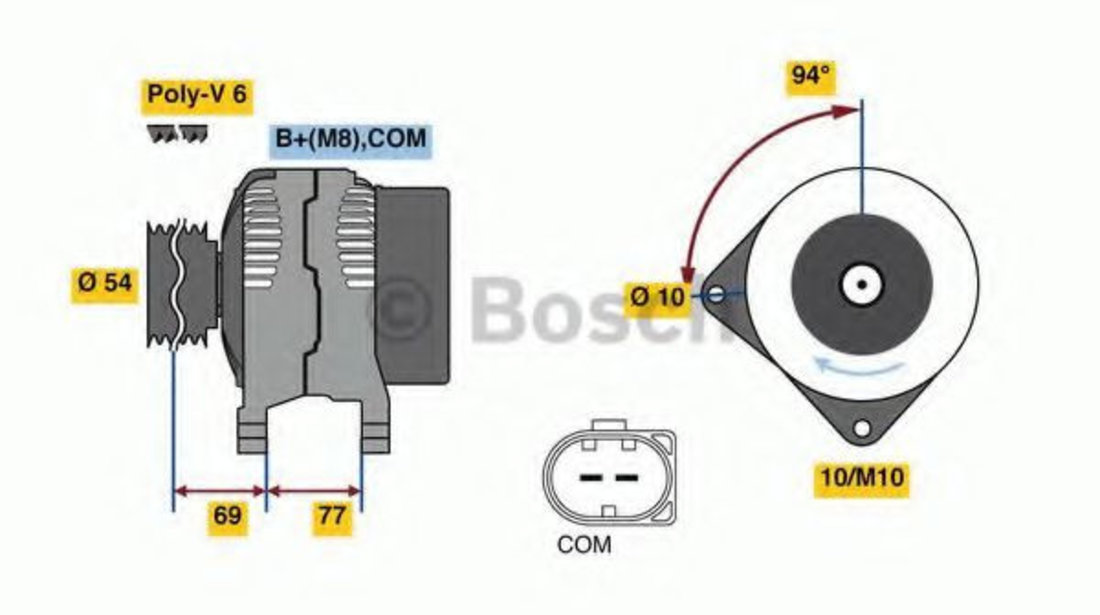 Generator / Alternator BMW Seria 5 Touring (E61) (2004 - 2010) BOSCH 0 986 080 350 piesa NOUA