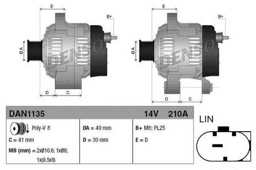 Generator / Alternator BMW X5 (F15, F85) (2013 - 2016) DENSO DAN1135 piesa NOUA