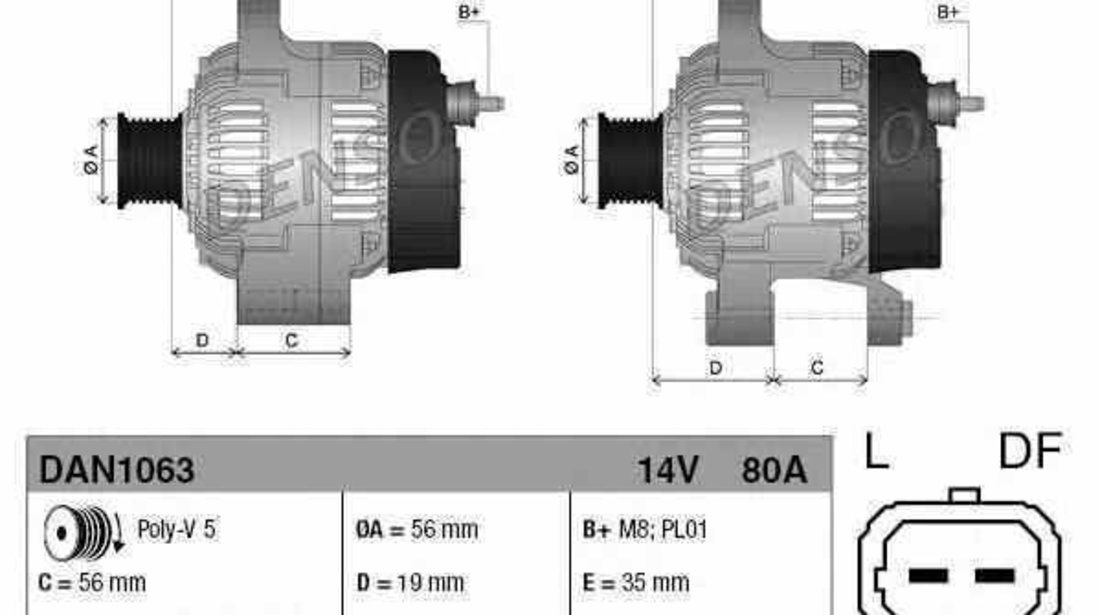 Generator / Alternator CITROËN BERLINGO caroserie M Producator DENSO DAN1063
