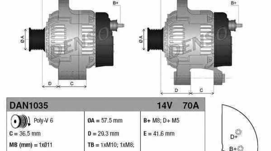 Generator / Alternator CITROËN C1 PM PN Producator DENSO DAN1035