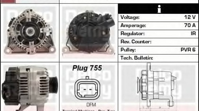 Generator / Alternator CITROEN BERLINGO (MF) (1996 - 2016) DELCO REMY DRA3755 piesa NOUA