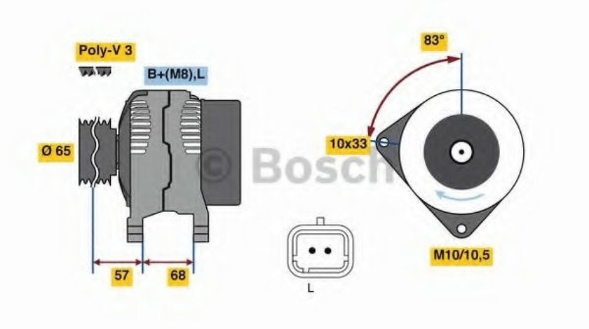 Generator / Alternator DACIA LOGAN (LS) (2004 - 2016) BOSCH 0 986 080 960 piesa NOUA