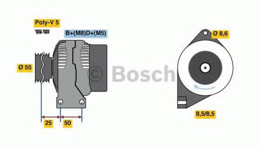 Generator / Alternator FIAT 500 (312) (2007 - 2016) BOSCH 0 986 049 540 piesa NOUA