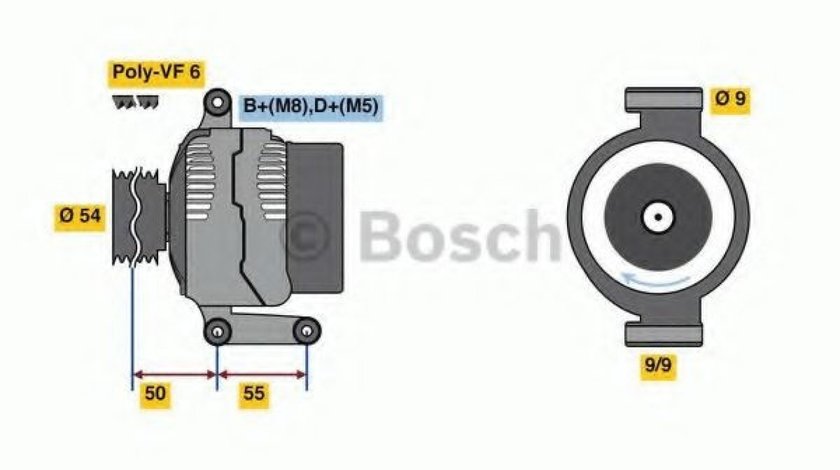 Generator / Alternator FIAT 500 C (312) (2009 - 2016) BOSCH 0 986 048 771 piesa NOUA
