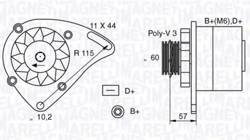 Generator / Alternator FIAT ALBEA (178) (1996 - 2009) MAGNETI MARELLI 063321173010 piesa NOUA