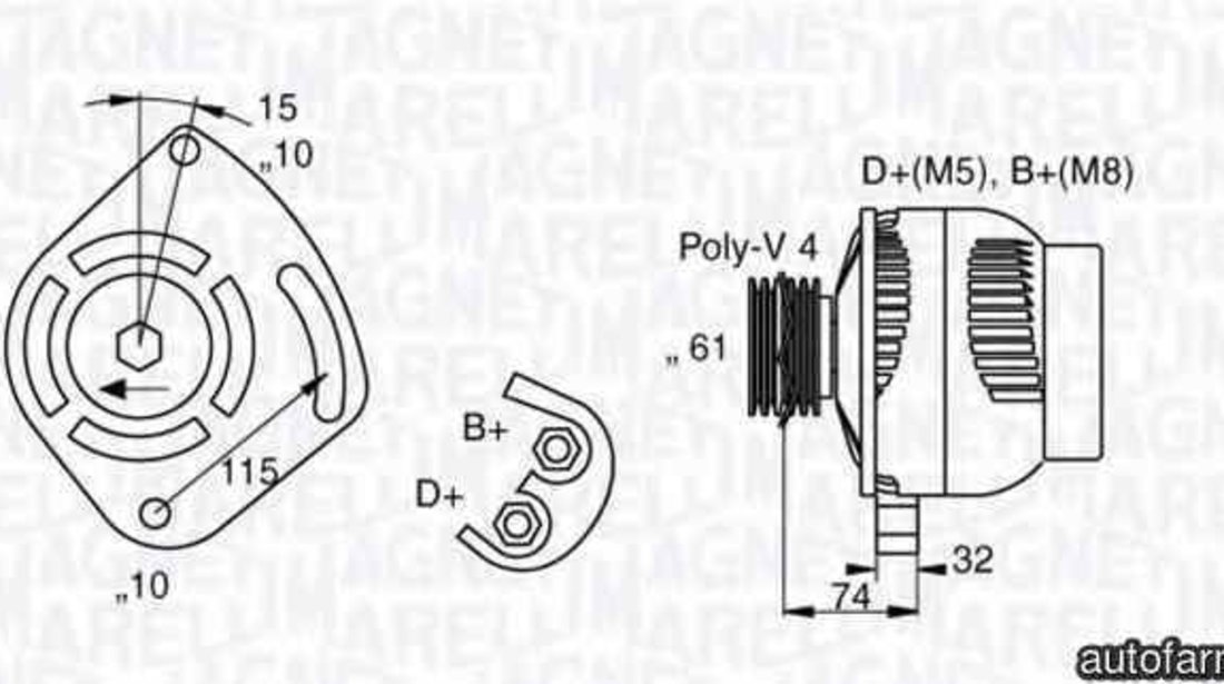 Generator / Alternator FIAT DOBLO 119 MAGNETI MARELLI 063321863010