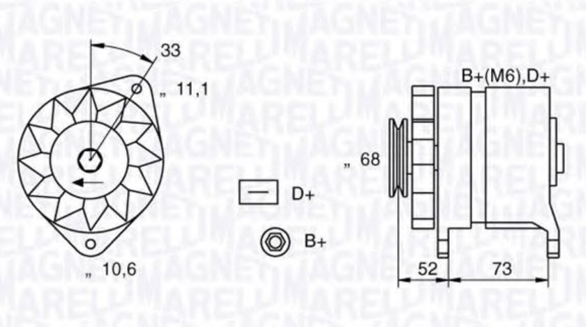 Generator / Alternator FIAT FIORINO Caroserie (146) (1988 - 2016) MAGNETI MARELLI 063321154010 piesa NOUA