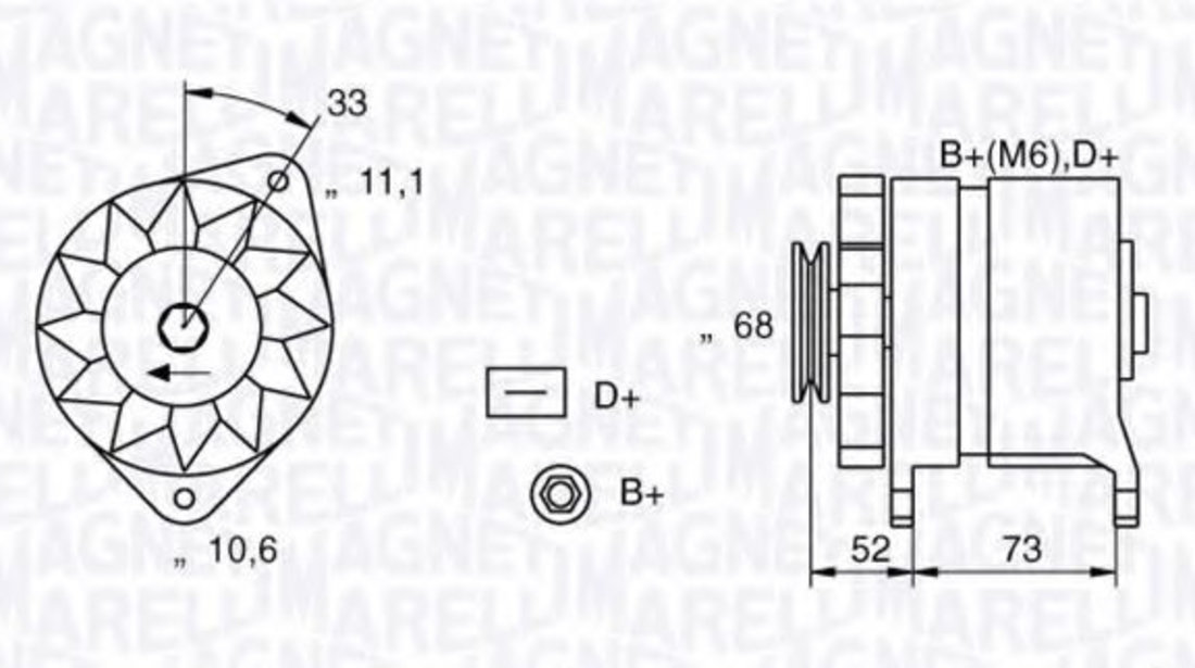 Generator / Alternator FIAT FIORINO Pick-up (146) (1988 - 2001) MAGNETI MARELLI 063321154010 piesa NOUA