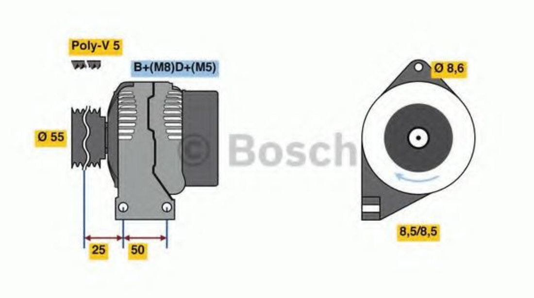 Generator / Alternator FIAT IDEA (350) (2003 - 2016) BOSCH 0 986 049 540 piesa NOUA