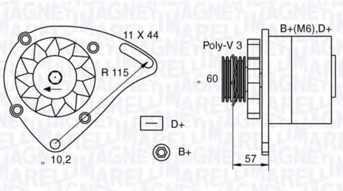 Generator / Alternator FIAT PALIO (178BX) (1996 - 2016) MAGNETI MARELLI 063321173010 piesa NOUA