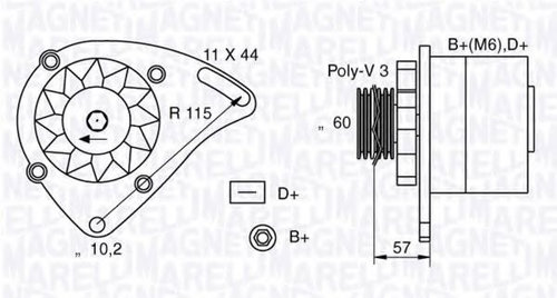 Generator / Alternator FIAT PUNTO (176) (1993 - 1999) MAGNETI MARELLI 063321173010 piesa NOUA