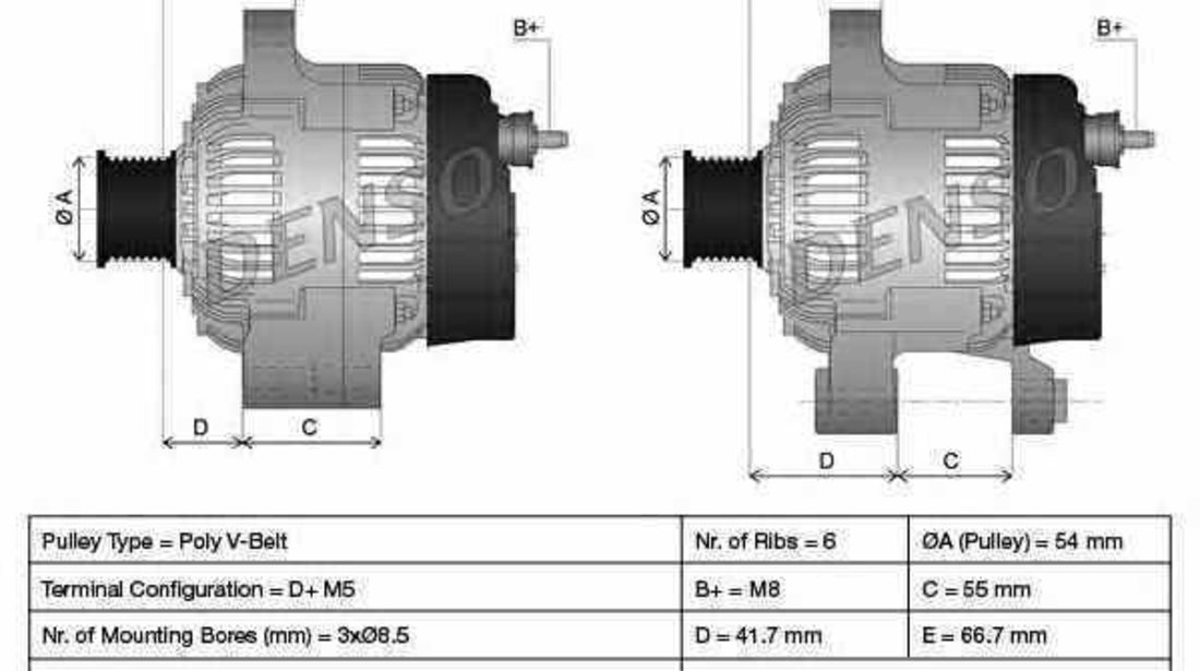 Generator / Alternator FIAT PUNTO 188 Producator DENSO DAN1003