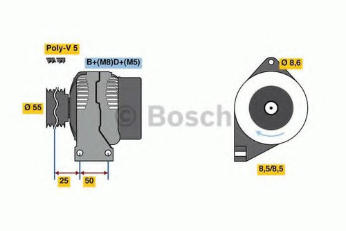 Generator / Alternator FIAT PUNTO EVO (199) (2008 - 2016) BOSCH 0 986 049 540 piesa NOUA