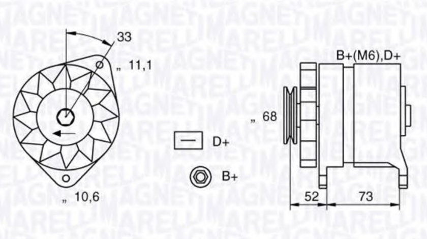 Generator / Alternator FIAT STRADA I (138A) (1978 - 1987) MAGNETI MARELLI 063321154010 piesa NOUA