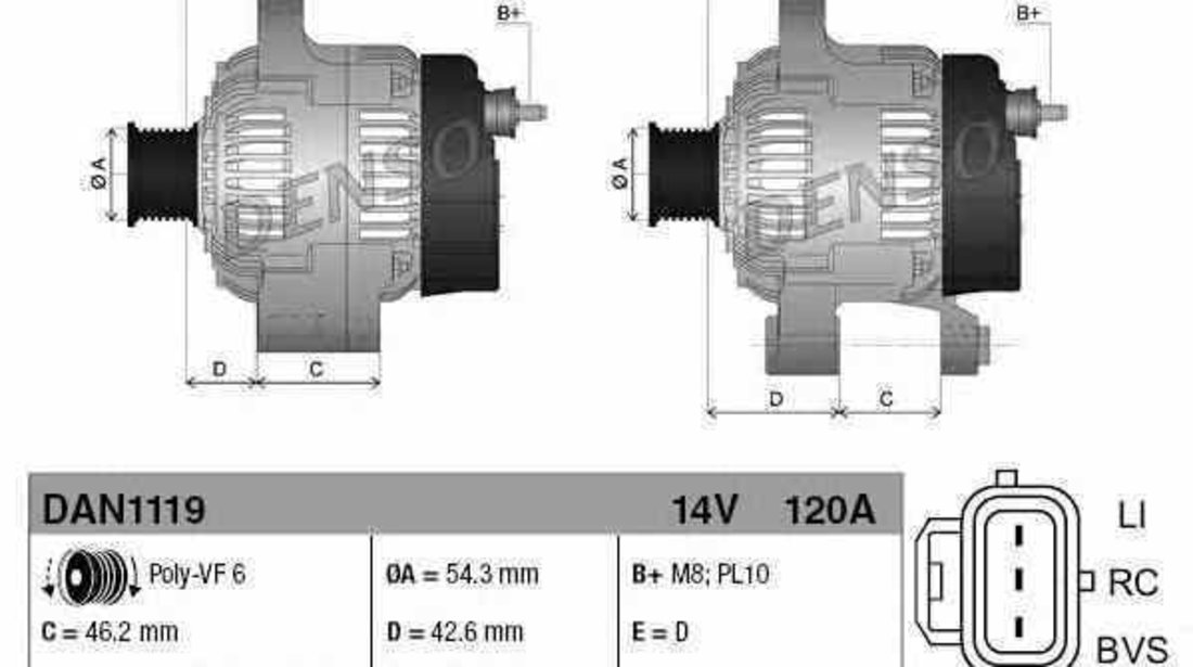 Generator / Alternator FORD C-MAX DM2 Producator DENSO DAN1119