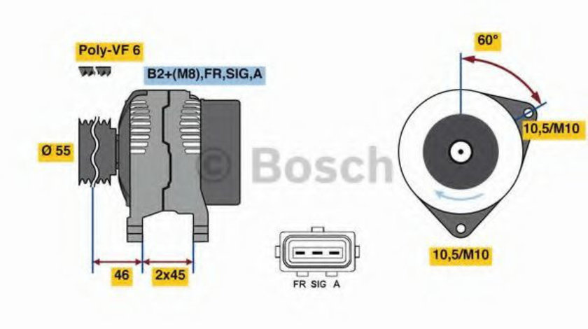 Generator / Alternator FORD FOCUS C-MAX (2003 - 2007) BOSCH 0 986 049 071 piesa NOUA