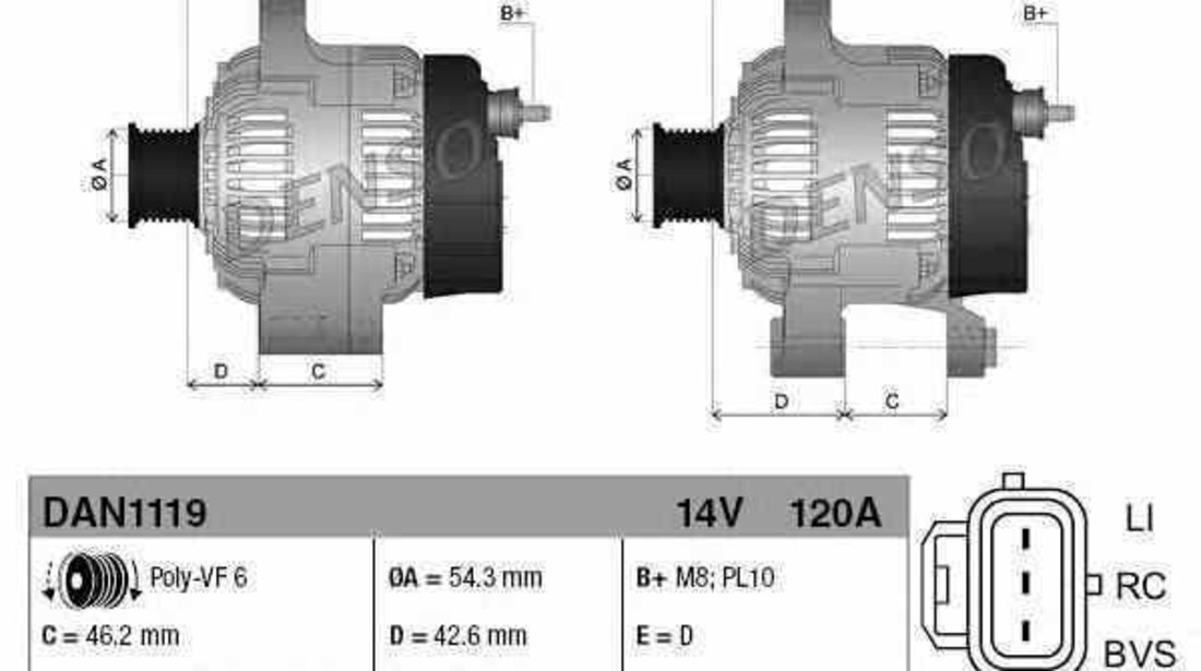 Generator / Alternator FORD FOCUS C-MAX DENSO DAN1119