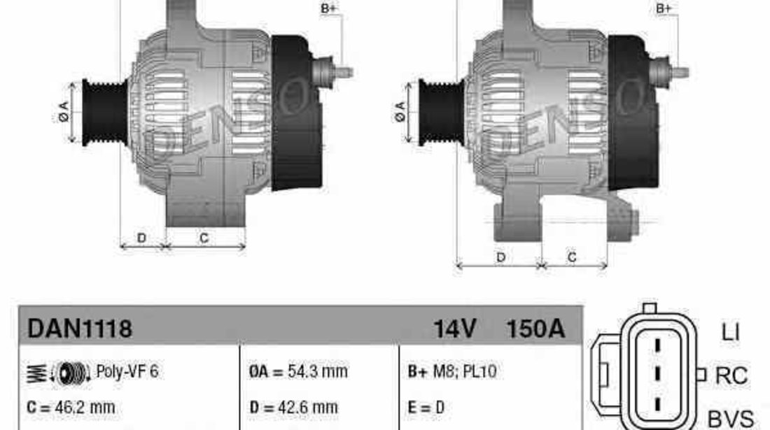 Generator / Alternator FORD FOCUS II combi DA Producator DENSO DAN1118