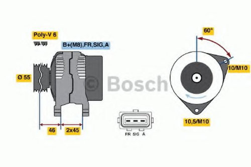 Generator / Alternator FORD FUSION (JU) (2002 - 2012) BOSCH 0 986 049 151 piesa NOUA