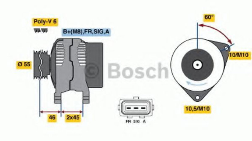 Generator / Alternator FORD FUSION (JU) (2002 - 2012) BOSCH 0 986 049 151 piesa NOUA